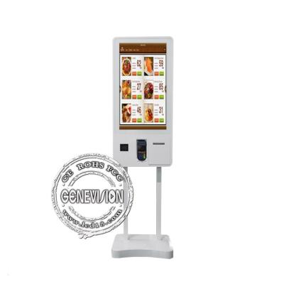 China Self Service Ordering Touch Screen Monitor Kiosk 32 Inch With QR Scanner / Printer for sale