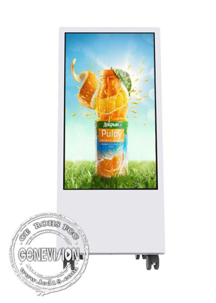 Full HD 1080p Kiosk Digital Signage Semi-Outdoor Mobile Kiosk 32'' With Battery / Wheels