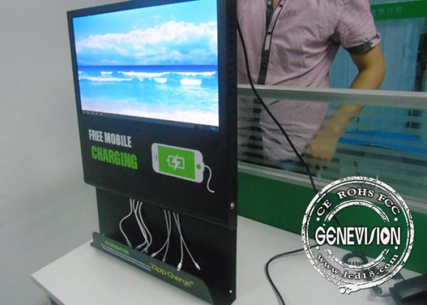 Diy Super Slim Wall Mount Lcd Screen Advertising 21.5'' Phone Charging Station Kiosk