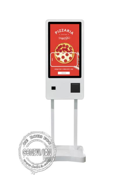 24 Inch Restaurant Self Service Kiosk With Ticket Printer Scanner NFC