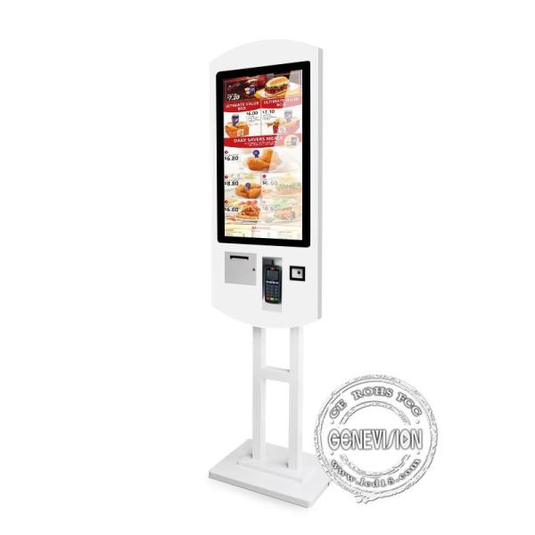 FHD 1080P 32 inch floor stand self ordering Kiosk with thermal Printer and pagers for restaurant