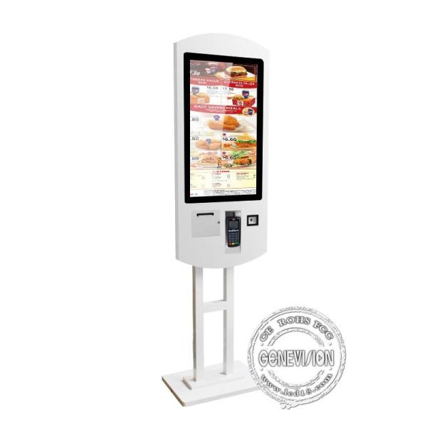 FHD 1080P 32 inch floor stand self ordering Kiosk with thermal Printer and pagers for restaurant