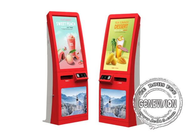 PC i3 43 Inch Floor Standing Self Ordering Kiosk With NFC Barcode Printer