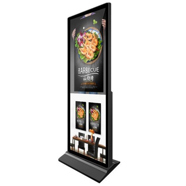 Edgeless 4K Floor Standing Digital Signage Kiosk For Advertisement