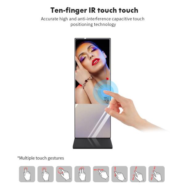 Floor Standing Capacitive Touch Screen Mirror Kiosk With Motion Sensor