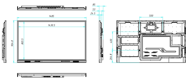 65 Inch Smart Monitor Dimension Diagram