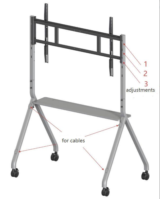 Close-up view of the cart's sturdy construction and cable management