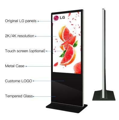 China 55 65 Zoll Digital Signage Werbe Kiosk mit 3840*2160 Auflösung 500 Nits Helligkeit und SDK-Funktion zu verkaufen