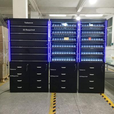 China Satom Customized Layers Automatic Door Metal Cigarette Tobacco Display Cabinet for sale