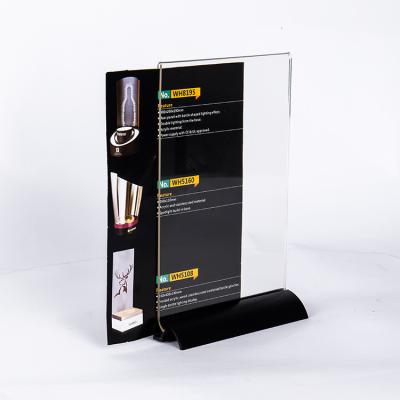 China Detachable Metal Base Acrylic Panel Restaurant Menu Card Poster Holder Stand A4 / A5 / A6 Custom for sale