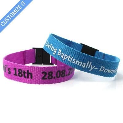 China Horizontal Stripe RFID Elastic Fabric Wristbands Waterproof With Square Buckle for sale