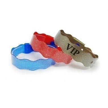 China OEM Glitter Plastic Holographic Wristbands Disposable 22 Colors Customized for sale