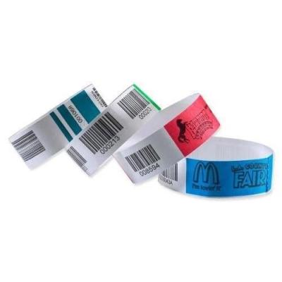 China CMYK Pantone Colors Tyvek Barcode waterproof Wristbands For Events for sale