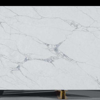 China Calacatta Klassische polierte geschliffene weiße Quarzstein Veneer weiße Quarzitplatten für die Bank zu verkaufen