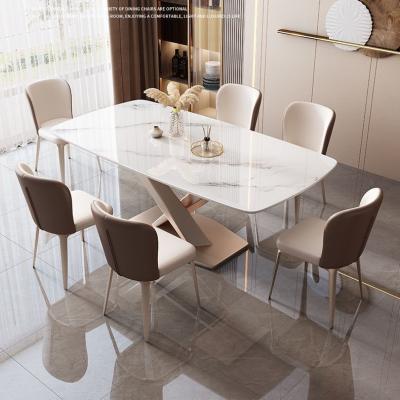 China Customized Modern Luxury Dining Table Set With Sintered Stone Table Top for sale