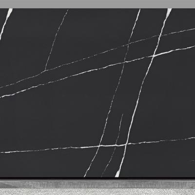 China 3200x1600mm Calacatta Schwarzer Quarzstein Weiße künstliche Quarzsteinplatten für die Küche zu verkaufen