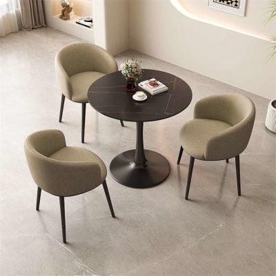 China Customized Size Round Dining Table 4 Seater With Leather Chairs for sale