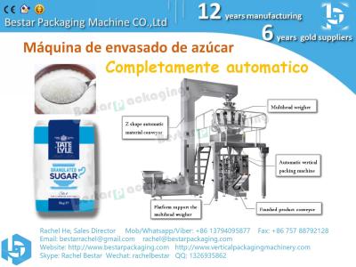 China Sugar weighing packing machine with 14 heads weigher and TTO printer BSTV-450AZ for sale