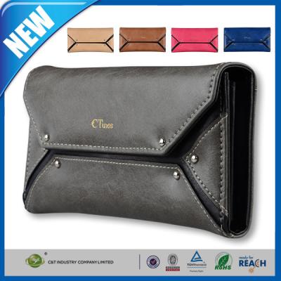 China Black Wax Leather iPhone 6 Protective Cases With Zipper Pocket For Woman for sale