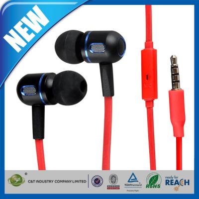 China 3.5m m in-ear rojos auricular o auriculares de botón estéreos del Ruido-Aislamiento del auricular con el micrófono en venta