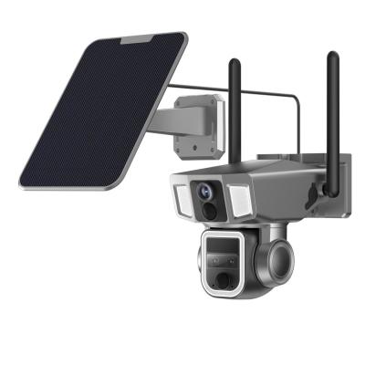China Triple Lens Linkage 4G Solar Camera 10X Zoom Solar Power IP Camera for sale