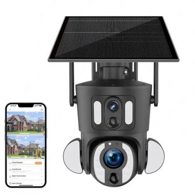 China Dual Lens Solar Wifi Intelligent Camera With 9W Solar Panel 5-40M IR Distance for sale