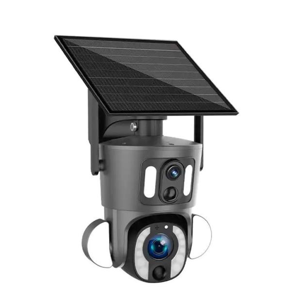Quality Dual Lens Solar Wifi Intelligent Camera With 9W Solar Panel 5-40M IR Distance for sale