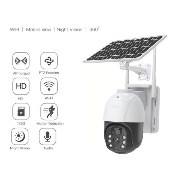 Quality OEM Solar Powered Security Camera With Two Way Audio Weather Proof for sale