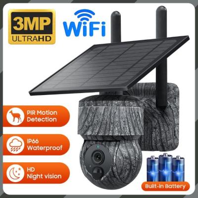 China 3MP Resolution WIFI Solar Camera With Battery PIR Detection Mini PTZ for sale
