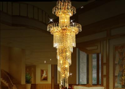 China Large-Scale Luxury Golden Crystal Chandlier Lamp for Villa Stair Lights or Hotel Lobby à venda