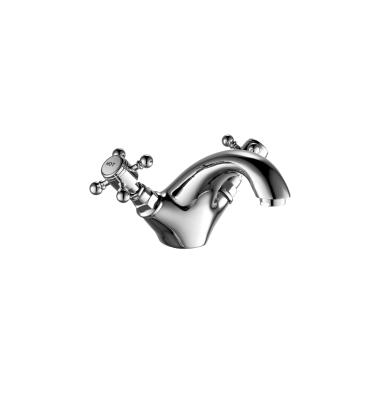 China Double Handle Basin Mixer Faucet Brushed Bathroom Basin Mixer Taps for sale