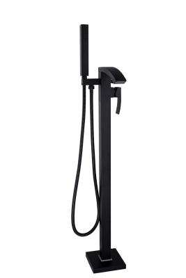 China Modern Floor Mounted Bath Shower Mixer Black Finish Morden Style T8320 for sale