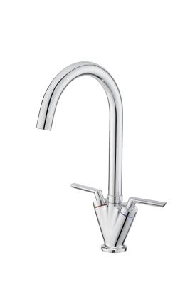 China Double Handle Mono Mixer Kitchen Tap Chrome With 360 Degree Swivel Spout for sale