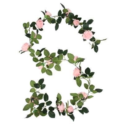 China Eco-Friendly Wholesale Real Silk Touch 17 Head Hanging Artificial Green Leaf Garland For Home Garden Wedding Decoration for sale