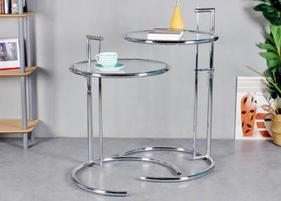 China 75cm Glass Top Nesting Coffee Tables Clear Adjustable Height Cocktail Table for sale