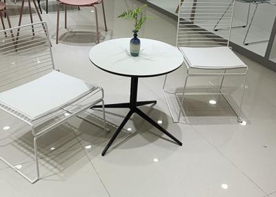 China Recycled Metal Base Round Table High Top White Circle Coffee Table for sale