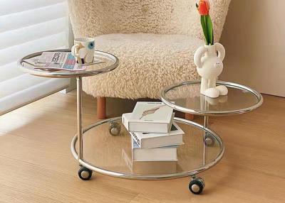 China Clear Glass Top Nesting Coffee Tables Metal Tube Frame for sale