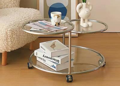 China Stainless Steel Glass Top Nesting Coffee Tables for sale