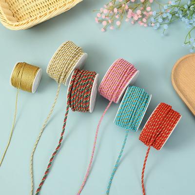 China 3 Strands 2mm-10mm Polyester Nylon Rope Gold Thread Mixed For Bracelet for sale