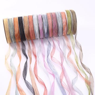 China Gift Wrapping 25mm Organza Ribbon Korea 2.5cm Sheer Wired Ribbon for sale