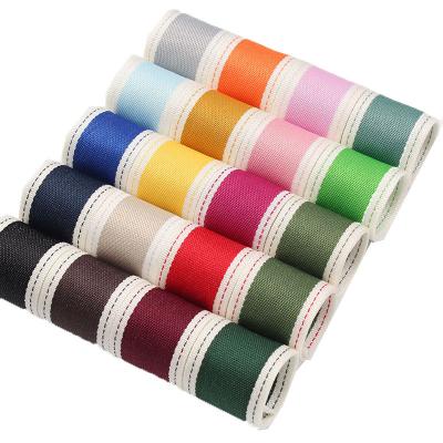 China Stitched Edge Polyester Ribbon 6mm-40mm Poly Ribbon Rolls Green Red for sale