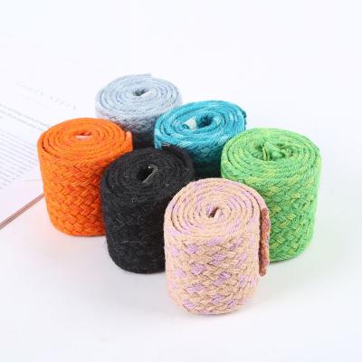 China Woven Braided Jute Ribbon Colorful Blue Jute Ribbon For Christmas Tree for sale