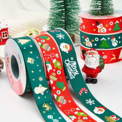 China 2cm 2.5cm Christmas Printed Ribbons ISO14001 Personalised Xmas Ribbon for sale