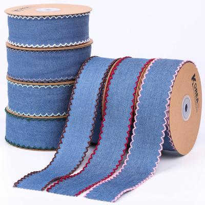 China Garment Decoration Jeans Ribbon 38mm Double Face Weave Edge for sale