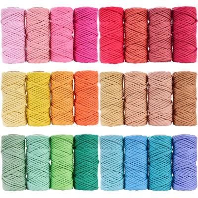 China 50m Dusty Pink Macrame Cord 5mm ISO9001 Pink Cotton Rope 3 Strands for sale