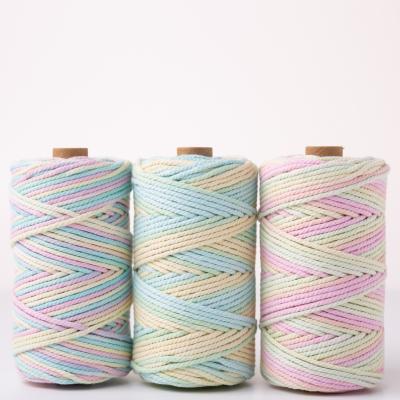 China ISO9001 Solid Braid Cotton Rope Colorful 3mm Twisted Macrame Cord for sale