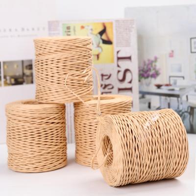 China Beige Color Twisted Raffia Cord 150m Length Craft Brown Paper Rope for sale