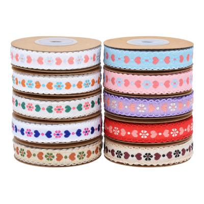 China Jacquard 12mm Floral Wired Ribbon ISO14001 Vintage Floral Ribbon for sale