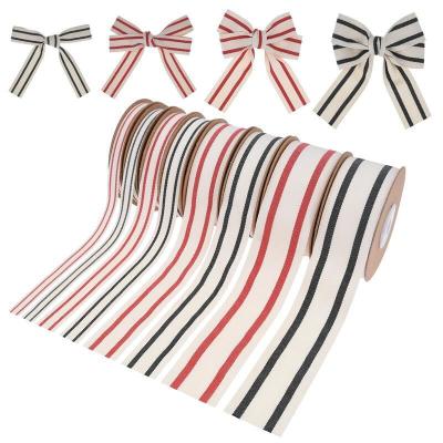 China ISO14001 Striped Cotton Ribbon 15mm-38mm Black And White Ribbon for sale