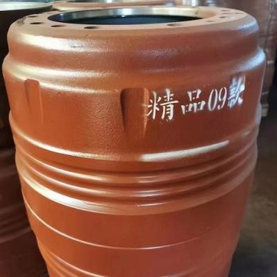 China Customized Cast Iron Wheel Drum Iron Casting Parts Red Powder Coated for sale